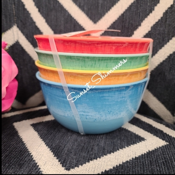 Set 4 Gorgeous Colorful Panama Jack Melamine Soup Salad Cereal Serving Bowl Set - Picture 3 of 9